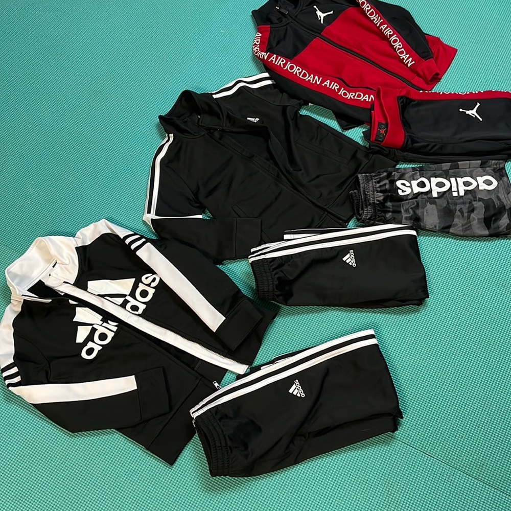 Lot of adidas and air Jordan track suits size 5 boys